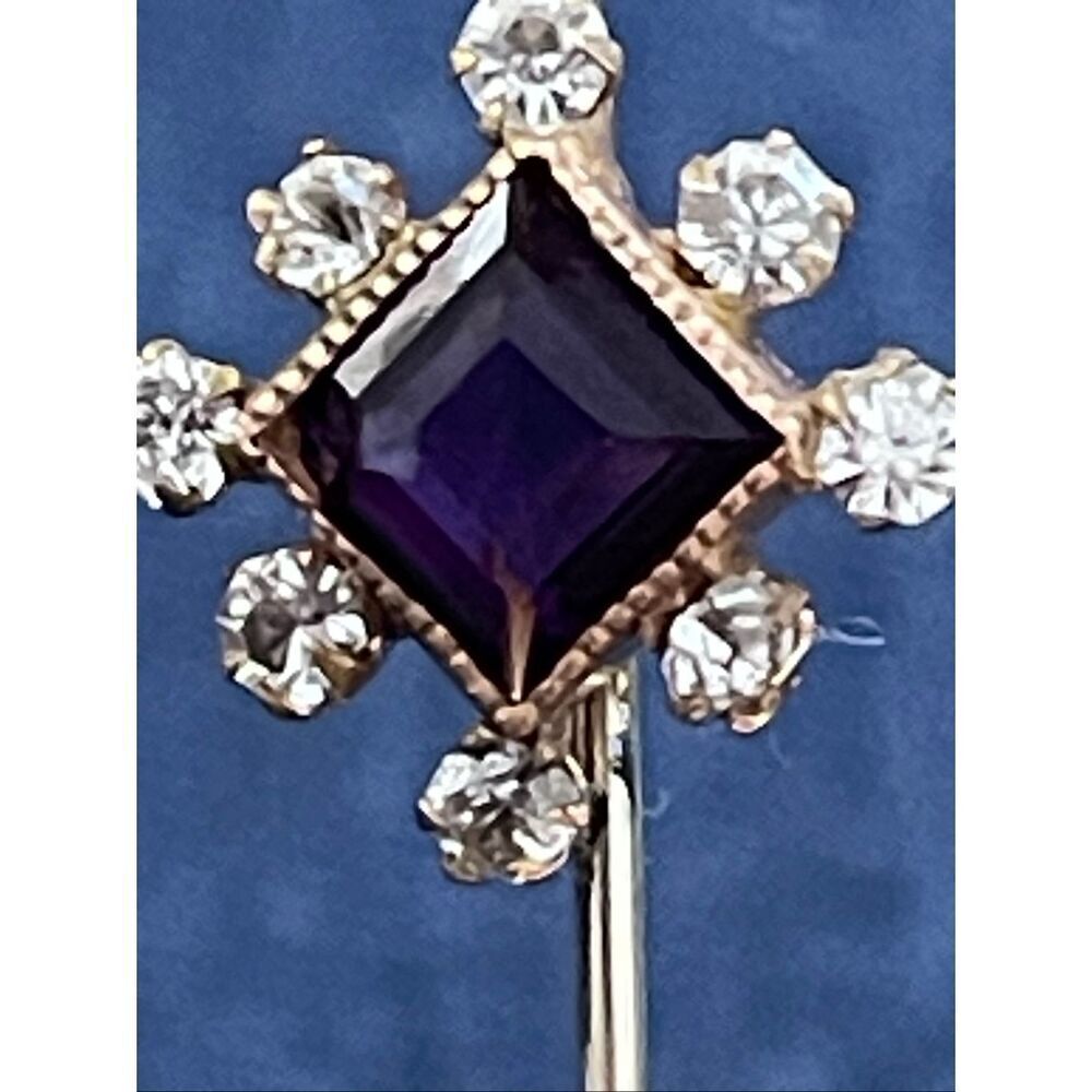Vintage Victorian Amethyst and Faux Diamond Hat Pin